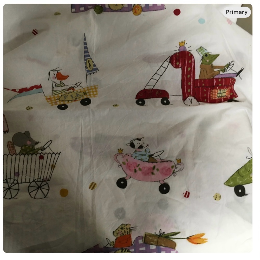 IKEA Silke Leffler 2007 Fabric 
 Fabler Whimsical Animals Veggie Cars
 3 Yds